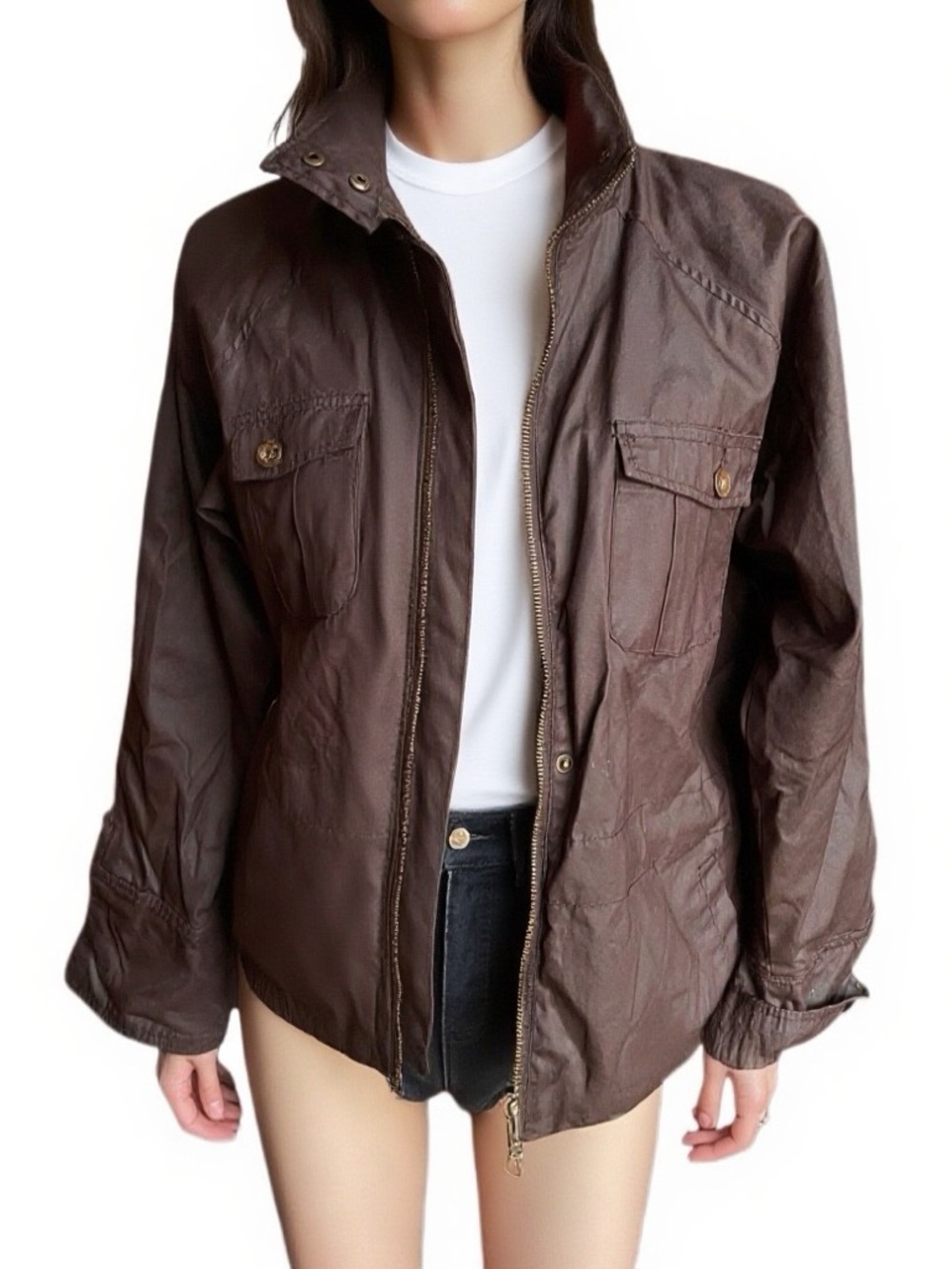 Horseware of Ireland Women's Brown Waxed Cotton Equestrian Field Coat Sz 8 - M - Picture 6 of 9